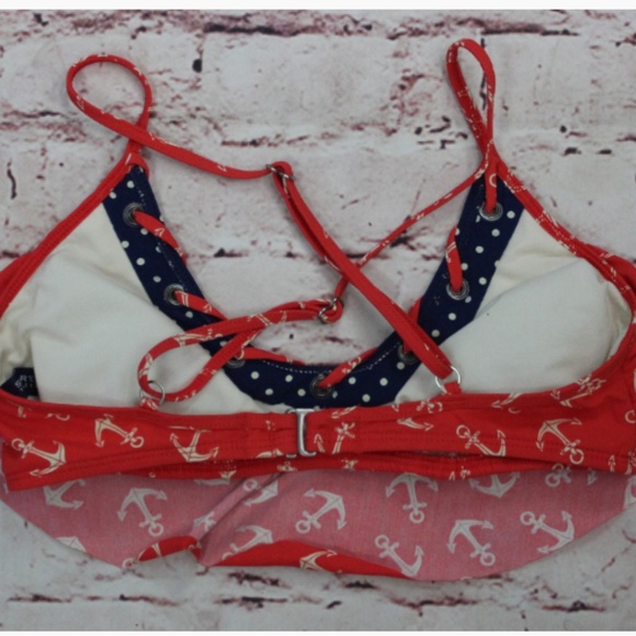 Women's Sperry Top Sider Bikini Top Red & Blue S - Picture 3 of 5
